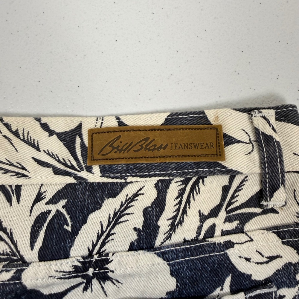 Bill Blass Jeans Womens 14 Short Blue White Floral Tropical Straight Leg Pants - Picture 11 of 11
